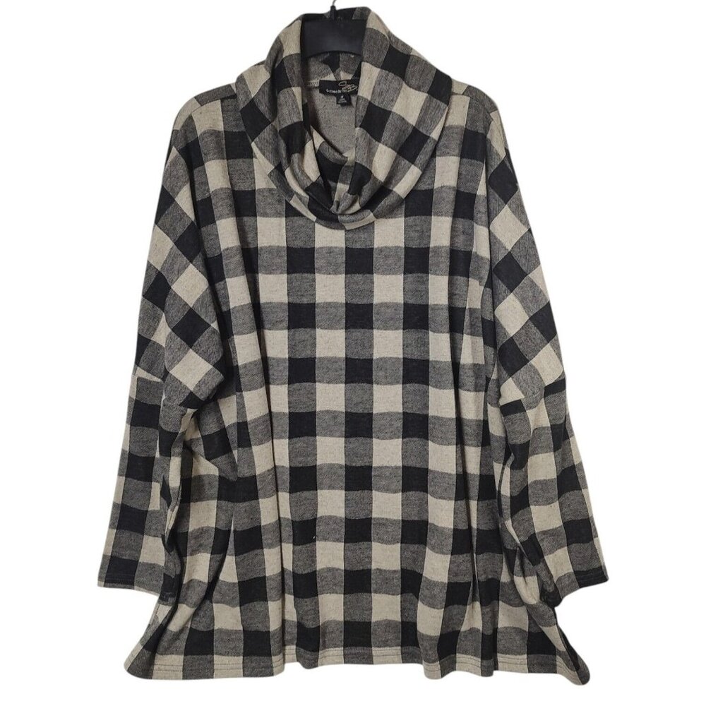 SUZANNE BETRO Buffalo Plaid HEAVY KNIT Oversized Drop Shoulder Size Medium